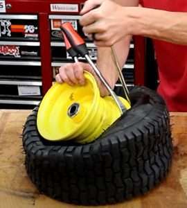 How to change tires on riding lawn mower