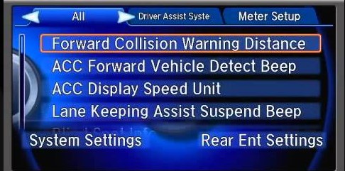 Honda odyssey forward collisioin warning